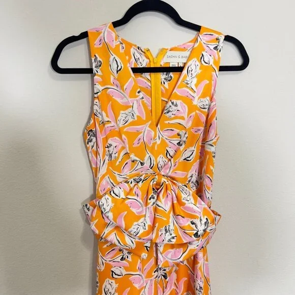 568 Sachin & Babi Allie Floral Satin Bow Front Long Maxi Dress Size: 4 - Picture 3 of 6